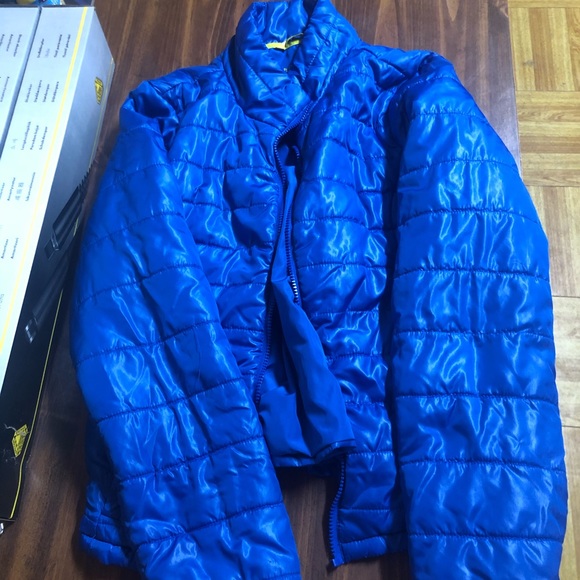 cobalt blue puffer jacket